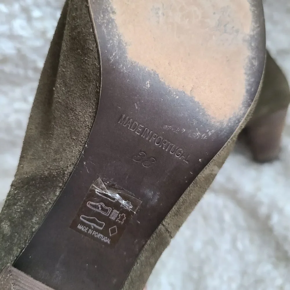 Free People Adella Boot‎ Suede Sage Green Bootie sz 38